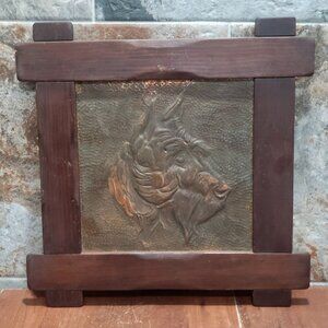 Wall Hanging Dog Scottish Terrier Embossed Copper Relief Sculpture